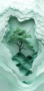 ​空灵静谧的绿色护眼手机壁纸：心之绿洲