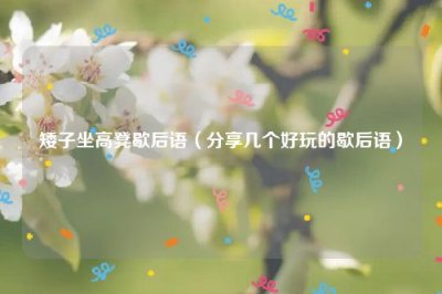 ​矮子坐高凳歇后语（分享几个好玩的歇后语）